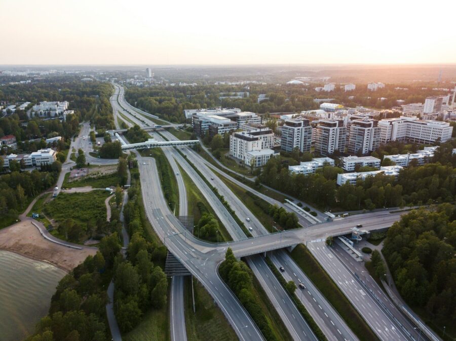 super highway during golden hour