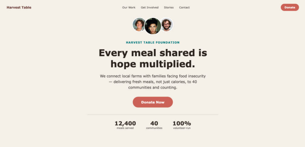 Non profit website design imado