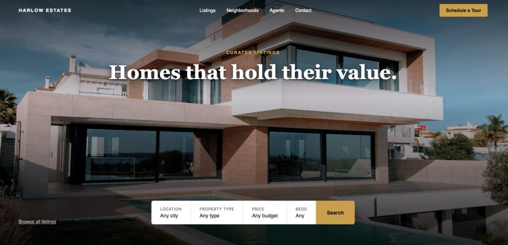 Real estate website design imado